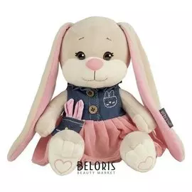 Мягкая игрушка «Зайка Lin» в сине-розовом платьице, 20 см