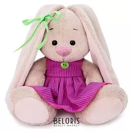 Мягкая игрушка Зайка Ми в розовом платье в полоску, 15 см