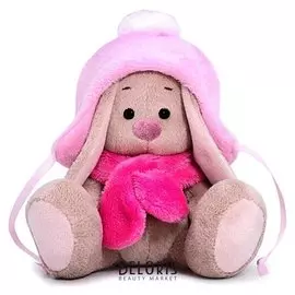 Мягкая игрушка Зайка Ми в шапке с помпоном и шарфе, 15 см