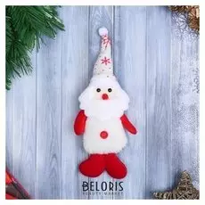 Мягкая подвеска "Дед мороз - пушистик" 7*21 см, красно-белый