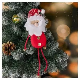 Мягкая подвеска "Дед мороз с пуговками - длинные ножки и ручки" 6*26 см красный