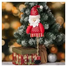 Мягкая подвеска "Дед мороз в блёстках ножки - бусинки" 9*26 см, красный