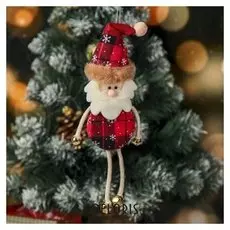 Мягкая подвеска "Дед мороз в клетчатом костюме - длинные ножки" 6*24,5 см