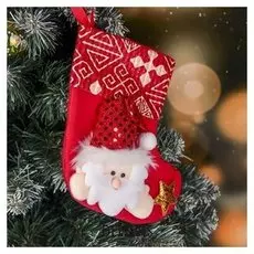 Мягкая подвеска "Носок - Дед мороз и звезда" 16*13 см красный