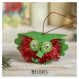 Мягкая подвеска "Совёнок - пушистик" 5*7 см красный