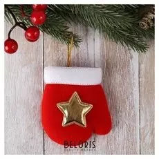 Мягкая подвеска "Варежка со звёздочкой" 8*6 см красный