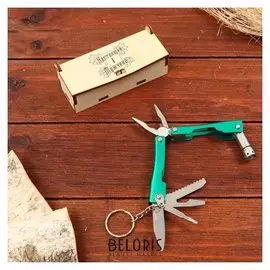 Мультитул с фонариком настоящий мужчина в под. упак., зеленый