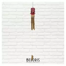 Музыка ветра бамбук "Красная совушка" 7х7х30 см