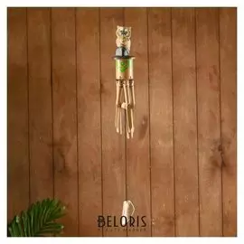 Музыка ветра бамбук "Зелёная совушка" 7х7х30 см