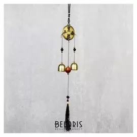 Музыка ветра металл "Драконы на монете" 2 колокольчика 37 см