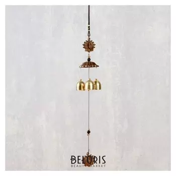 Музыка ветра металл "Ганеша в лотосе" 3 колокольчика 40 см