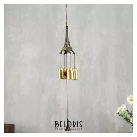 Музыка ветра металл "Эйфелева башня" 4 колокольчика 1 фигурка 40 см