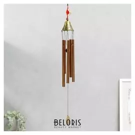 Музыка ветра металл "Колокол дракон-феникс с узлом счастья" 5 трубок 40 см