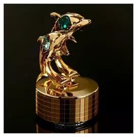 Музыкальный сувенир с кристаллами Swarovski "Дельфины" 11,2х8,4 см