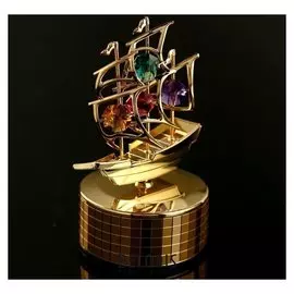 Музыкальный сувенир с кристаллами Swarovski "Парусник" 12,2х8,3 см