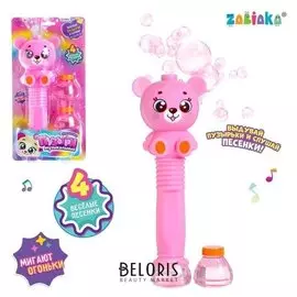 Мыльные музыкальные пузыри «Мишка», цвет розовый