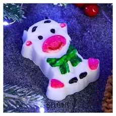 Мыло фигурное "Символ года: бычок с шарфом" белый 2D, 45гр.