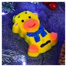 Мыло фигурное "Символ года: бычок с шарфом" жёлтый 2D, 45гр.