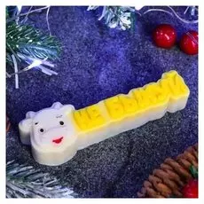 Мыло фигурное "Символ года: надпись Не быкуй" жёлтое на белом, 35гр.