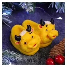 Мыло фигурное "Символ года: тапочки с бычками" жёлтые, 100гр