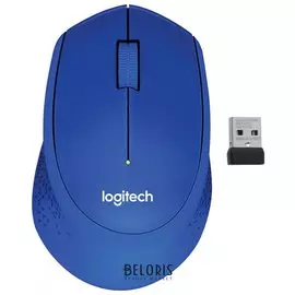 Мышь беспроводная LOGITECH M330, 2 кнопки+1 колесо-кнопка, оптическая, синяя