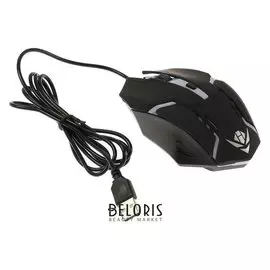 Мышь Nakatomi Mog-03u Gaming, игровая, проводная, 4 кнопки, подсветка, 1600 Dpi, Usb, чёрная