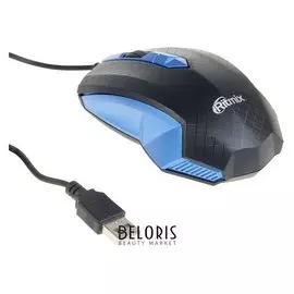 Мышь Ritmix Rom-202, проводная, оптическая, 1000 Dpi, Usb, синяя
