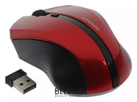 Мышь Sonnen Wm-250r, беспроводная, оптическая, 1600 Dpi, Usb, 1хaa (Не в комплекте), красная