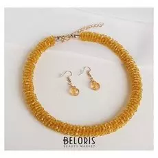 Набор 2 предмета: серьги, колье Маргарет, плотная нить, цвет золото