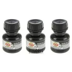 Набор 3шт тушь для письма и рисования художестввенная 20мл K-i-n черная 141722 (1732708)