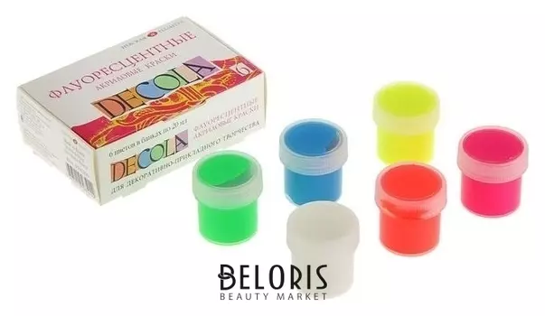 Набор акриловых красок Decola, 6 цветов, 20 мл, флуоресцентные