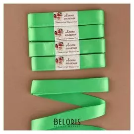 Набор атласных лент, 5 шт, размер 1 ленты: 25 мм × 5,4 ± 0,5 м, цвет ярко-зелёный