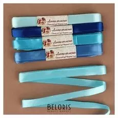 Набор атласных лент, 5 шт, размер 1 ленты: 12 мм × 5,4 ± 0,5 м, цвет голубой спектр