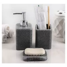 Набор аксессуаров для ванной комнаты «Гранит», 3 предмета (Дозатор 350 мл, мыльница, стакан)