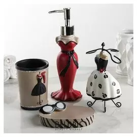 Набор аксессуаров для ванной комнаты «Мерси», 4 предмета (Дозатор 200 мл, мыльница, 2 стакана)