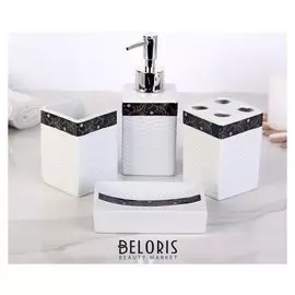 Набор аксессуаров для ванной комнаты «Золотой лист», 4 предмета (Дозатор 250 мл, мыльница, 2 стакана)