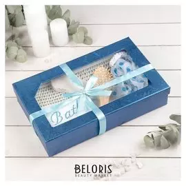 Набор банный, 5 предметов: 2 мочалки, пемза, расчёска, шапочка для душа