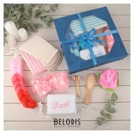 Набор банный, 7 предметов: 4 мочалки, повязка на голову, расчёска, массажёр