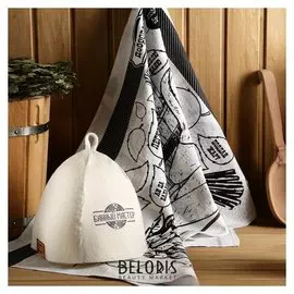 Набор банный "Банный мастер" (Шапка и полотенце 146×60 см)