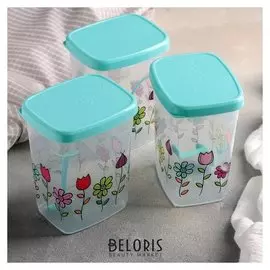 Набор банок для сыпучих «Клумба», 3 шт, 500 мл