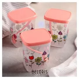 Набор банок для сыпучих «Клумба», 3 шт, 250 мл