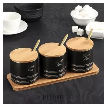 Набор банок для сыпучих продуктов «Сладкое время», 3 шт, 300 мл, 3 ложки