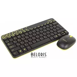 Набор беспроводной LOGITECH Wireless Combo MK240, клавиатура, мышь 2 кнопки + 1 колесо-кнопка, чёрно-жёлтый