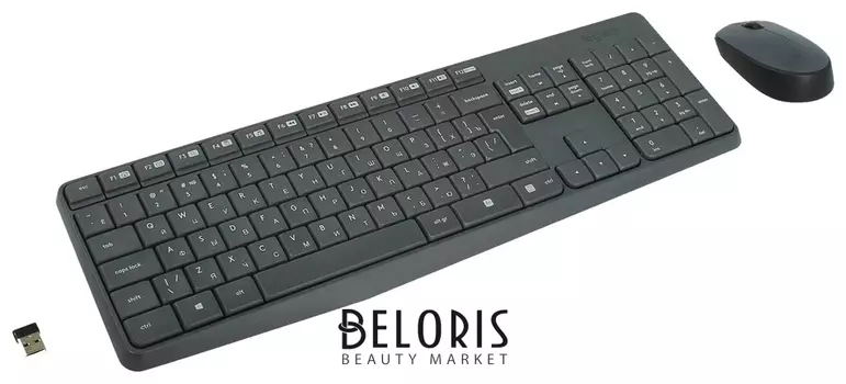 Набор беспроводной LOGITECH Wireless MK235, клавиатура, мышь 2 кнопки + 1 колесо-кнопка, черный