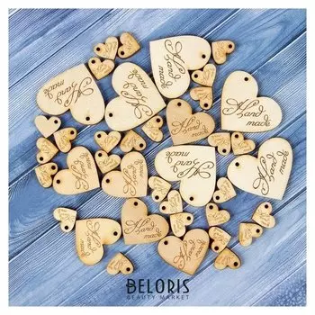 Набор бирок «Hand Made», сердечки, 40х43мм - 6шт; 30х33 мм - 6шт;15х16 мм - 27 шт