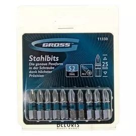 Набор бит рн2х25 Gross, сталь S2 (Набор 10шт)