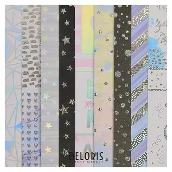 Набор бумага для скрапбукинга с блестками "Волшебный момент" 30,5 х 30,5см, 10 листов, 180г/м