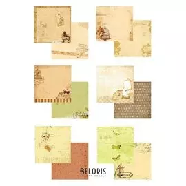 Набор бумаги "Кофе с молоком" 30.5смх30.5см, 24 листа+3 листа вырубки