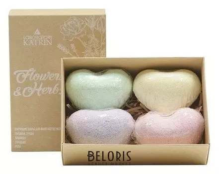 Набор бурлящих шаров для ванн Flowers herbs "Сердечки", 4*60 г