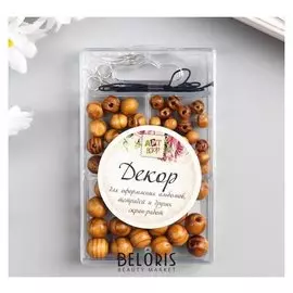 Набор бусин дерево + резинка 1-2 м "Шарики натуральные" 6/0; 8/0; 10/0 1,2х9,5х6 см